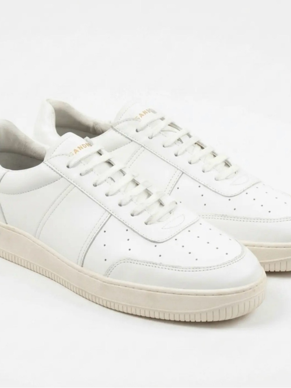 Sandro White Leather Low-Top Sneakers with Cream Sole